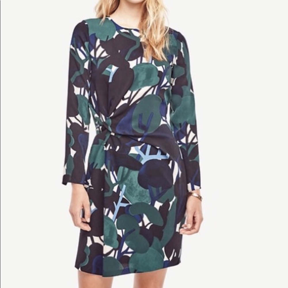 NWT Ann Taylor Printed Shift Dress, Emerald, Sz 2
